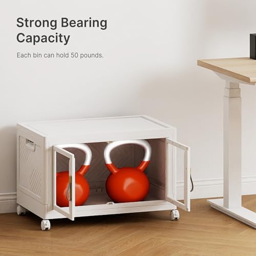 184QT Stackable Storage Bins with Lids, 46Gal Foldable Storage Cabinets - Image 4