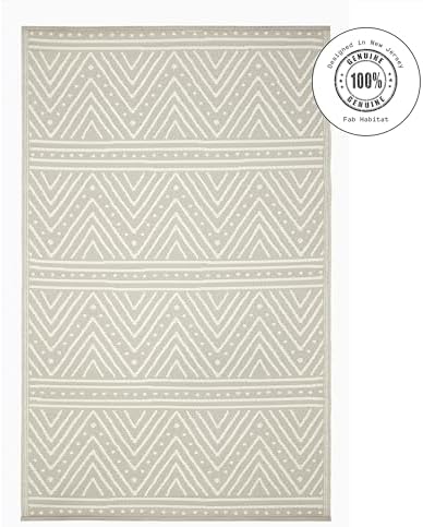 Fab Habitat Chevron Outdoor Rug - Waterproof, Fade Resistant, Crease-Free - Premium Recycled Plastic - Striped - Patio, Porch, Deck, Balcony - Patan - Beige - 5 x 8 ft - Image 3