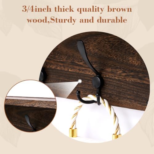 Geelin 48 Inch Wall Shelf with Hooks and Shelf Organizer Wall Mount Coat Rack with 10 Triple Hooks for Hanging for Entryway, Hallway, Bathroom, Living Room, Bedroom - Image 3