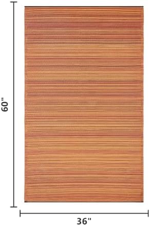 Fab Habitat Stripe Coastal Colorful Outdoor Rug - Waterproof, Crease-Free Fade Resistant, Reversible - Recycled Plastic - Patio Porch Balcony Deck Yard Garden - Cancun Terracotta - 3x5 ft - Image 2