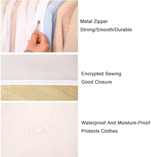 Clothes Rack Cover with Zipper, Dustproof Clothes Cover with 2 Durable Zipper Clothing Waterproof Protector, Designed for X-Type Coat Racks(Clear,100x130x95cm/39x51x37in) - Image 7