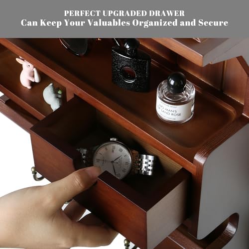 Key Holder for Wall, Elegant Wall-Mounted Mail Organizer with Storage Drawers, Walnut - Image 4
