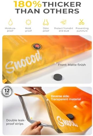 Travel Vacuum Bags with Pump, 15 Pack Vacuum Storage Bags for Clothing, Brushless Motor Type-C Rechargeable Pump, Compression Packing Bags for Travel, Suitcase, Closet and Home Storage, White - Image 5