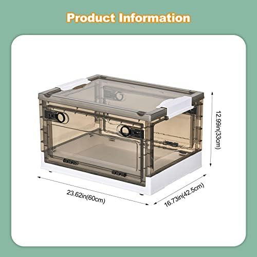 Ergocar Foldable Storage Boxes, Large Plastic Storage Boxes with Lid, Stackable Organiser, Wardrobe Storage Organiser, Grocery Storage, for Bedroom, Wardrobe, Office, Garage - Image 7