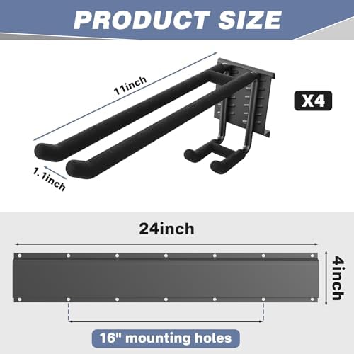 WALMANN Garage Storage Organization Wall Ski Rack 4 Pairs of Skis - Image 5