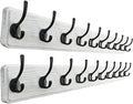 SKOLOO Rustic Wall Mounted Coat Rack, 10 Hooks, 38", Solid Wood, White by SKOLOO