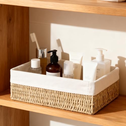 Large Woven Storage Baskets Set of 3, Shelf & Closet Bins - Image 6