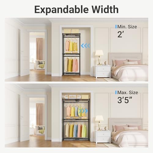 VIPEK X1 Expandable Clothes Rack Heavy Duty Adjustable Closet System Black - Image 2