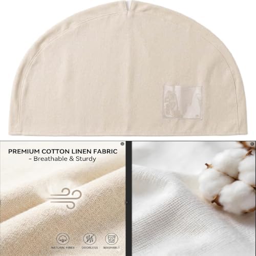 Cotton Shoulder Garment Bags with 2" Gusset, Breathable Clothes Dust Covers with Clear PVC Pocket, Reusable Washable Protectors for Suit, Coat, Dress, Closet Storage & Travel (4 Pake) - Image 3