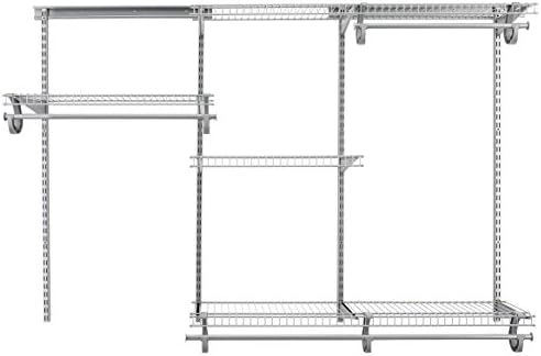 ClosetMaid ShelfTrack Wire Closet Organizer System, Adjustable from 4 to 6 Ft., with Shelves, Clothes Rods, Hardware, Durable Steel, Satin Chrome by Unknown