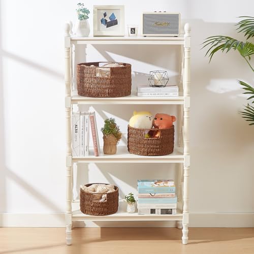 Vagusicc Wicker Storage Basket, Hand-Woven Paper Rope Large Round Woven Basket With Handles, Wicker Baskets for Organizing/Storage, Brown, 3-Pack - Image 7