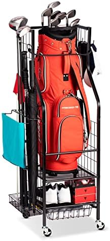 FHXZH Golf Bag Storage Garage Organizer - Golf Bag Stand with Wheels by FHXZH