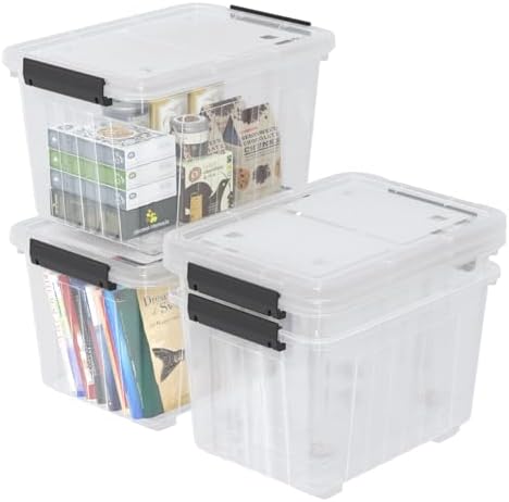 30 Quart Stackable Clear Plastic Storage Container Bin, 4 Packs - Image 7