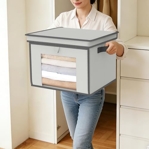 Univivi Front Opening Storage Bins with Lids for Home, Gray, 4 Pack - Image 5