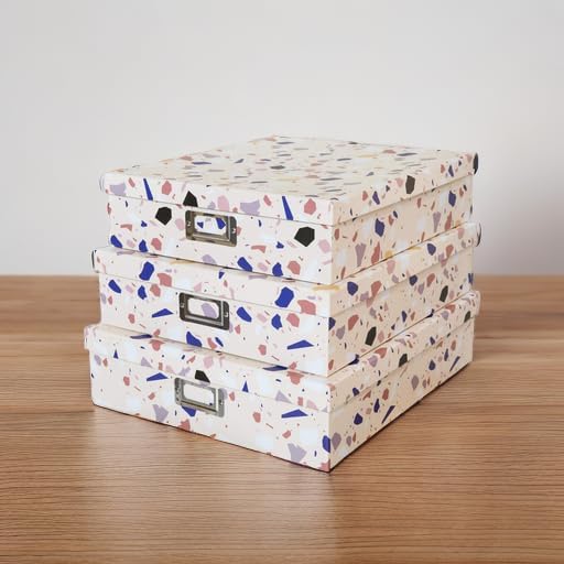 Soul & Lane - Cardboard Storage Boxes with Lids, Set of 3, Terrazzo - Image 5