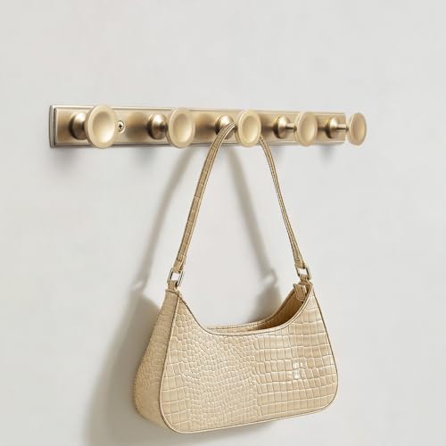 Coat Hook Wall Mounted,Champagne Bronze Zinc Alloy with 5 Hooks - Image 5