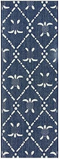 Gertmenian Indoor/Outdoor Kona Coast by Reyn Spooner Runner Rug - 2x6 Runner, Stain & UV Resistant, Ideal for Deck, Patio, Poolside Rooms - Turtle Geometric, Navy Blue, 46662 by Gertmenian