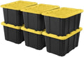 6-Pack Industrial Tote, 27 Gallon Stackable Plastic Storage Bins with Lids by Unknown