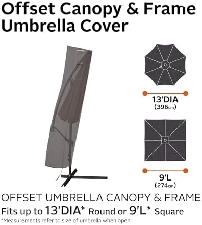 Classic Accessories Ravenna Water-Resistant 13 Foot Offset Patio Umbrella Canopy & Frame Cover, Patio Furniture Covers - Image 3