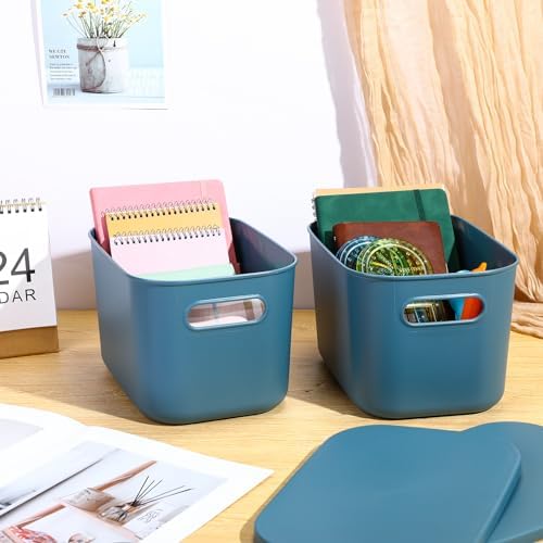 Hoolerry 8 Pieces Storage Bins, 10.2 x 7 x 6.3 Inch, Blue - Image 3