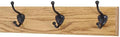 Oak Coat Rack with Oil Rubbed Bronze Hat & Coat Style Hooks (Golden Oak, 15" x 3.5" with 3 Hooks) by PEG+AND+RAIL