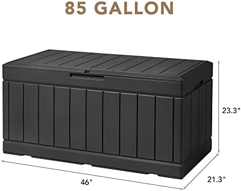 Devoko 85 Gallon Deck Box Lockable Resin Outdoor Storage Box waterproof Outdoor Container for Patio Furniture Cushions, Pillow (Black) - Image 7