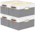 Yawinhe Collapsible Fabric Storage Bins,16.9x11.8x10.2in,White/Grey,4-Pack by Yawinhe