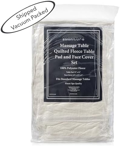Saloniture Fleece Reversible Quilted Massage Table Pad & Face Cradle Set - Soft and Comfortable 1/2" Thick Facial Bed and Headrest Cover - Natural - Image 5