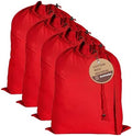 LFH Home Cotton Rich Large Premium Canvas Laundry Bag, Heavy Duty Washable Laundry Hamper with Drawstring & Handles, Multi-Use Clothes Storage for Home, Travel & College, 28"x36" (Pack of 4) - Red by LFHHomePrivateLimited