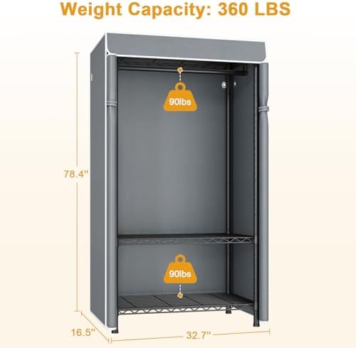 ULIFHOME H5C Clothes Rack with Cover, Covered Clothing Rack Heavy Duty - Image 5