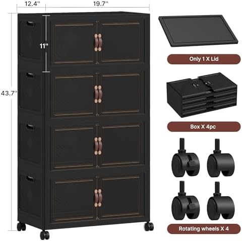 384QT Extra Large Stackable Storage Bins with Lids & Wheels & Door, - Image 2
