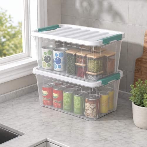 Rosebloom 20 Quart Clear Plastic Storage Bin with Latching Lid, 6 Packs - Image 2