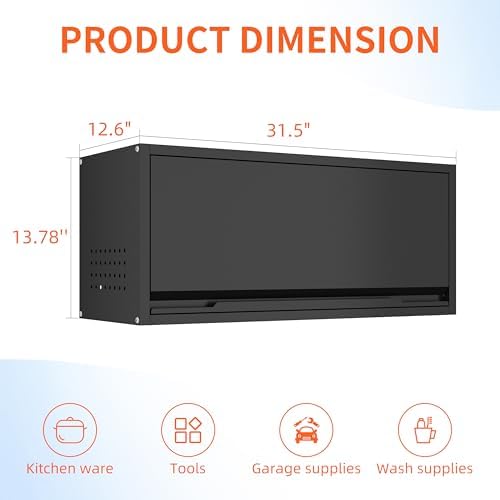 Garage Wall Cabinet, 13.8" H Metal Wall Cabinet with Up-Flip Door - Image 3