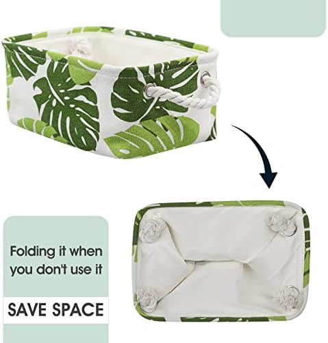Storage Cubes, Storage Bins Baskets for Organizing 6 Pack for Organizing Toys, Clothes, Closet Baskets with Rope Handles for Nursery Home(White and Green,12"L×8"W×5"H) - Image 4