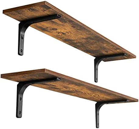 DINZI LVJ Long Wall Shelves, 39.4Inch Wooden Wall Mounted Shelves, Set of 2 by DINZILVJ
