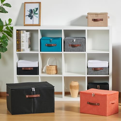 4PCS Storage Bins with Zipper Lids Decorative Lidded Basket Box - Image 5