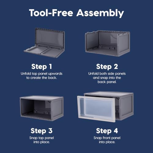IRIS USA 53 Qt Stackable Storage Bins, 3-Pack, Front Access, Gray - Image 4