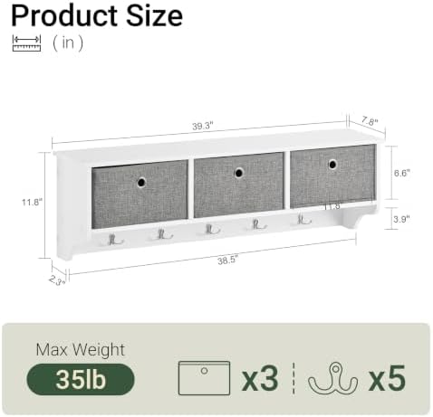 Haotian SoBuy Wall Shelf with Hooks, Coat Rack Wall Mounted with Shelf - Image 2