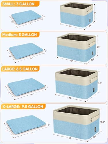 BALEINE 4 Pack Fabric Closet Storage Bins for Shelves, Linen Closet Organizers and Storage, Decorative Baskets for Organizing, Shelf, Clothes, Home, Office (Skyblue, 17''x13''x10.5'') - Image 2