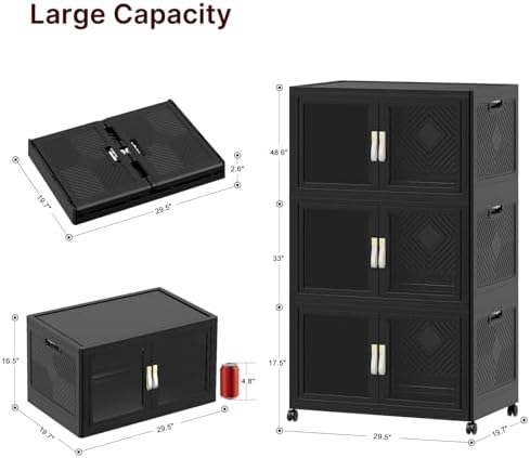 816QT Stackable Storage Bins with Lids, 204Gal Foldable Storage Cabinets - Image 2