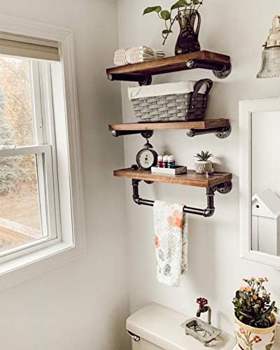 DR.IRON Industrial Pipe Shelving Wall Mounted 3 Tier Rustic Bathroom Shelves Wall Pipe Shelf for Bathroom Decor - Image 3