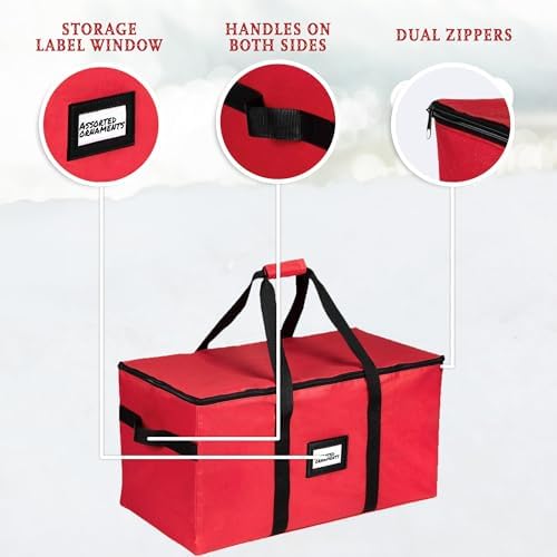Christmas Ornament Storage Container,Box Stores Up to 54, Adjustable Dividers, Large Organizer Bin to Protect and Store Holiday Décor - Image 6