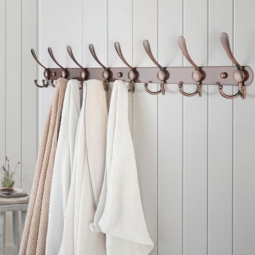 Dseap Coat Rack Wall Mount - 29.5” Long 8-Tri-Hooks Heavy Duty Coat Hanger Rail Wall Hooks for Hanging Coats Hats Clothing Clothes Purse Mudroom Entryway, Pack of 2 - Image 5