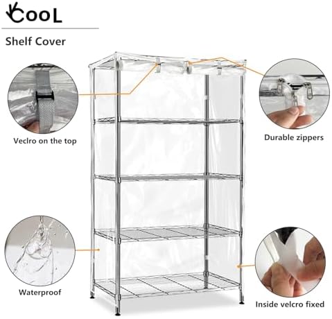 okcool Waterproof Shelf Cover,All Clear Wire Shelf Cover with Zipper,Transparent PVC Clearly Visible.(Fits 36" Wx18 Dx72 H Shelves) - Image 4
