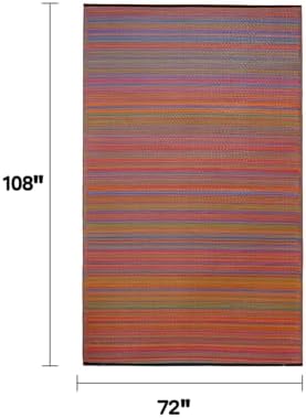 Fab Habitat Outdoor Rug - Waterproof, Fade Resistant, Crease-Free - Premium Recycled Plastic - Striped - Large Patio, Deck, Sunroom, Camping, RV - Cancun - Multicolor - 6 x 9 ft - Image 2