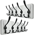 WEBI Coat Rack Wall Mount,Wood Coat Hooks Wall Mounted Coat Hanger,16" Hole to Hole,Wall Hook Rack Rail,5 Triple Hooks for Hanging Coats,Clothes,Jacket,Hats,Entryway,Black/White,2 Packs by WEBI