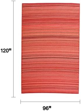 Fab Habitat Striped Outdoor Rug - Waterproof, Fade Resistant, Crease-Free, Reversible - Premium Recycled Plastic - Patio Porch Balcony Deck - Cancun Sunset - 8x10 ft - Image 2