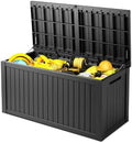 200 Gallon Deck Box, Resin Outdoor Waterproof Storage Box, Lockable Storage Box With Handle for Patio Furniture - Garden Tools - Swimming Pool Tools UV Resistant, Black by Kdymod