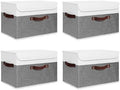 ANMINY Fabric Storage Box Bins with Lids, Gray White, 15"x10"x10", 4 Pack by ANMINY