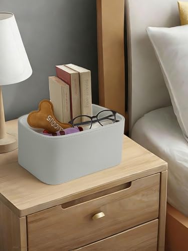HofferRuffer Faux Leather Storage Baskets Bins with Velvet Lining for Organizing, Storage, Gifts, Set of 3 Nesting Shelf Baskets Decorative Storage Boxes for Home Organization (Grey) - Image 6